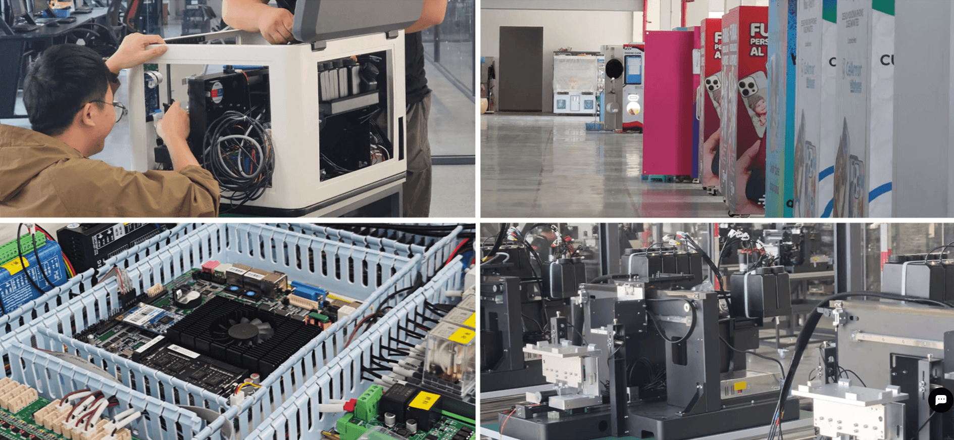 De technologie achter onze telefoonhoesje printers — assemblage, showroom en elektronica